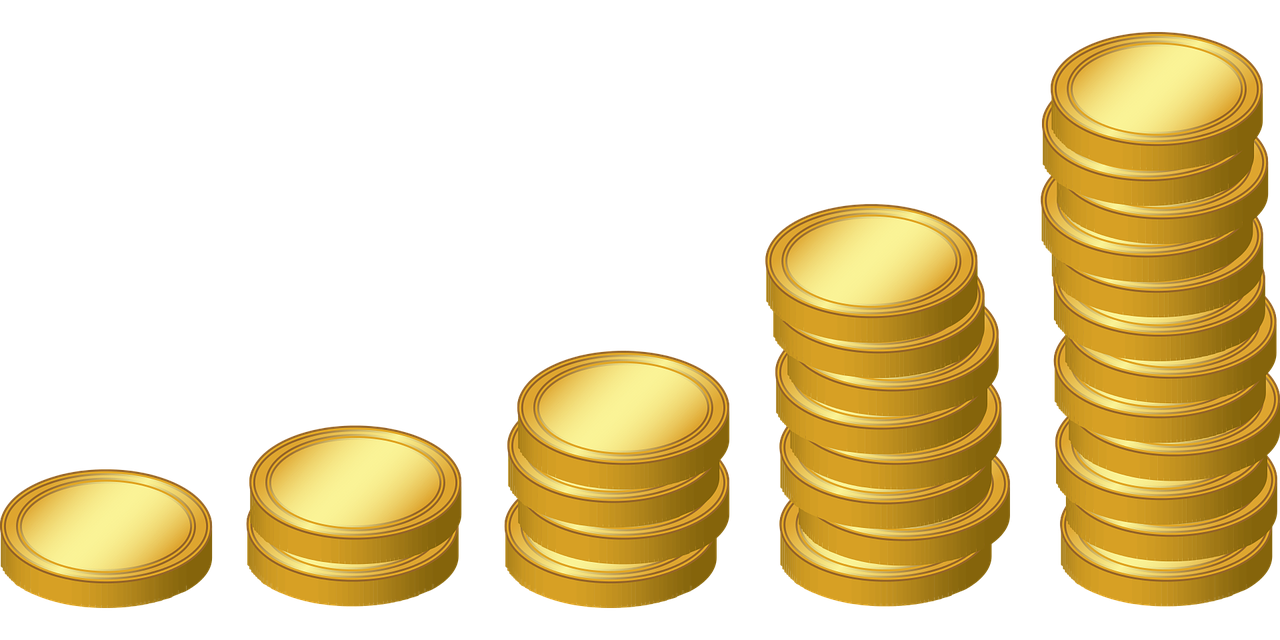 Stacks of coins increasing