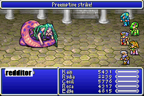 Pre-emptive strike screenshot from Final Fantasy
IV